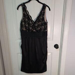 Dress Barn Women's Black And Cream Lace With Pockets Midi Dress